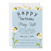 Daisy Flowers Honey Bee primeiro aniversario