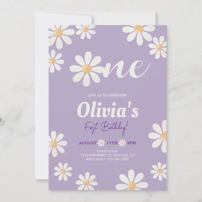 Convite Daisy Girl aniversário (Frente)