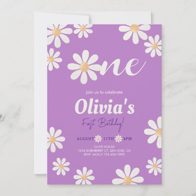 Convite Daisy Girl aniversário (Frente)