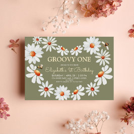 Convite Daisy Groovy Um primeiro aniversario
