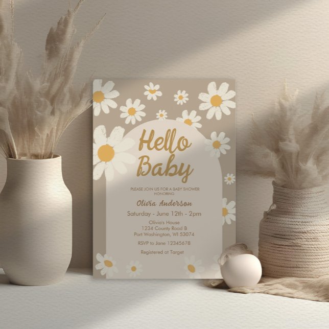 Convite Daisy Hello Baby Retro Baby Shower (Criador carregado)