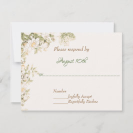 Convite Daisy, Lily do Vale em Ecru Wedding RSVP