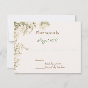 Convite Daisy, Lily do Vale no Ecru Wedding RSVP