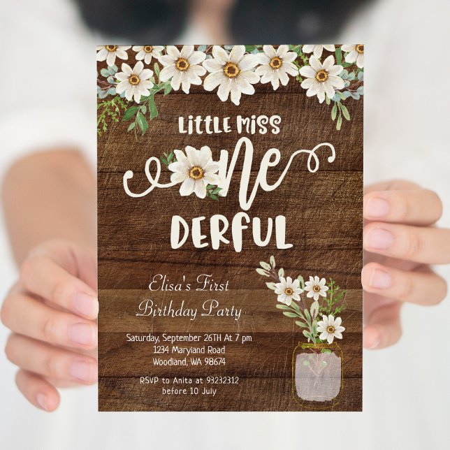 Convite Daisy Little Miss ONE - aniversário maravilhoso (Criador carregado)