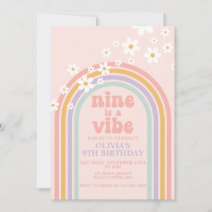 Convite Daisy Nine é um Vibe Pastel aniversário de 9 anos 