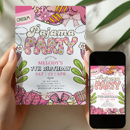 Convite Daisy Pajama Party Birthday Invitation