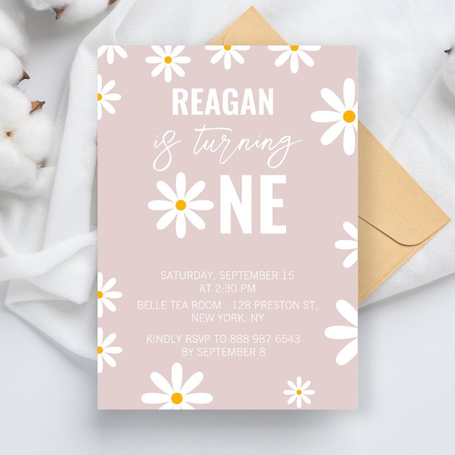 Convite Daisy primeiro aniversario Party First Birthday Gi (Criador carregado)