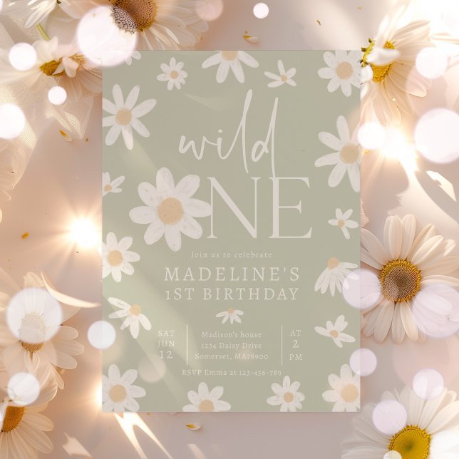 Convite Daisy primeiro aniversario Wildflower Birthday (Criador carregado)