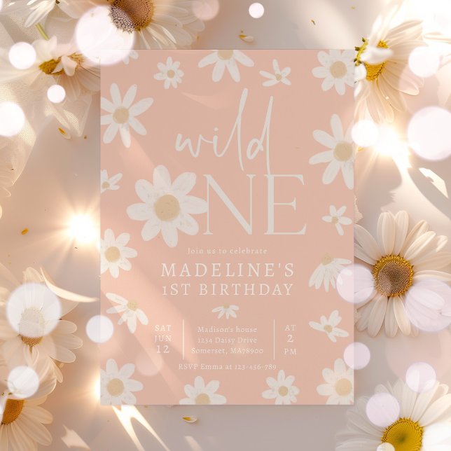 Convite Daisy primeiro aniversario Wildflower Birthday (Criador carregado)