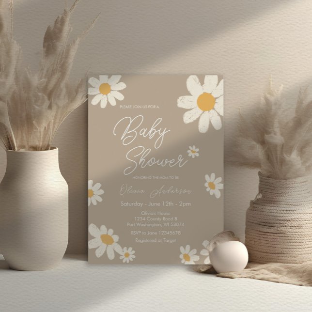Convite Daisy Retro Boho Baby Shower (Criador carregado)