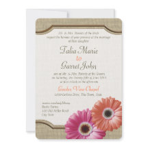 Daisy Rustic Burlap Coral e Rosa