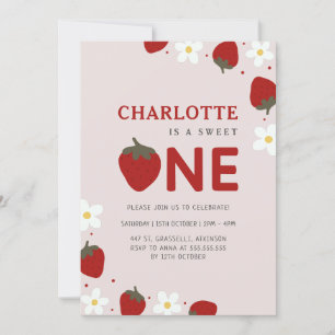 Convite Daisy Strawberry Light Cinza 1 rua Verão Aniversár