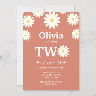 Convite Daisy Terracota Bohemian segundo aniversário part