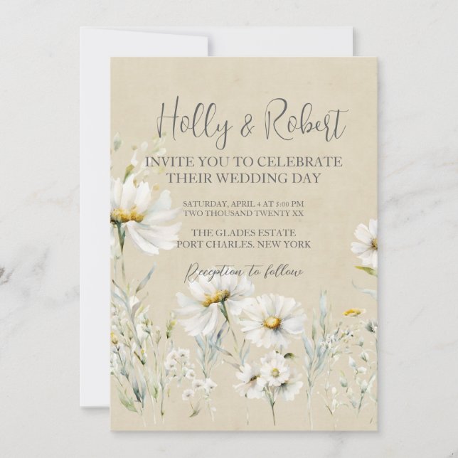 Convite Daisy Wedding Photo Code (Frente)