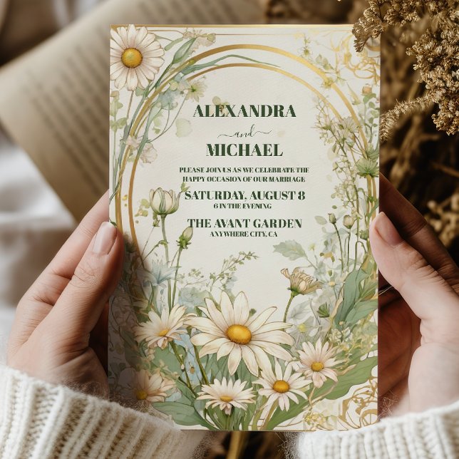 Convite Daisy White Floral Wedding (Criador carregado)