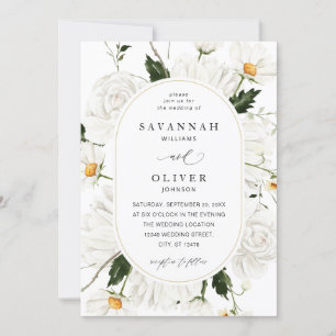 Convite Daisy White Floral Wedding V3