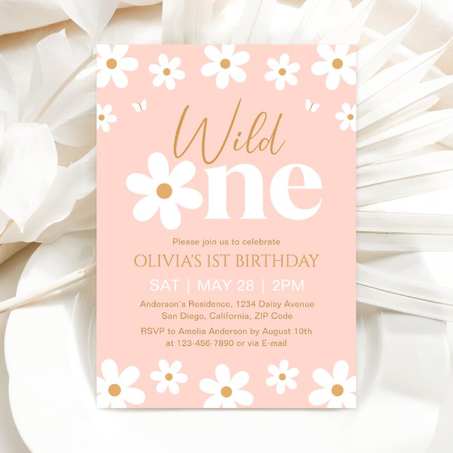 Convite Daisy Wild One 1st Birthday Invitation (Criador carregado)
