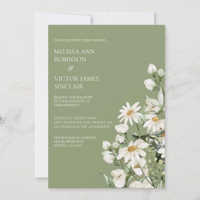 Convite Daisy Wildflower Boho Wedding Invitation (Frente)
