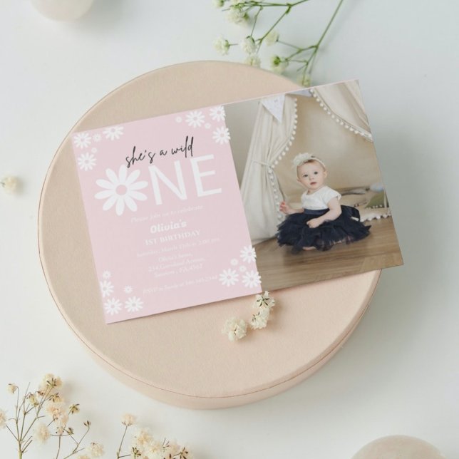 Convite Daisy wilone party bohemian no primeiro aniversári (Criador carregado)