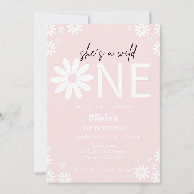 Convite Daisy wilone party bohemian no primeiro aniversári (Frente)