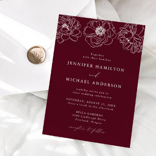 Convite Daît Floral Burgundy Wedding