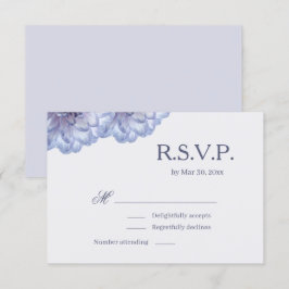 Convite Dália Flores Lilás Azul Elegante Casamento RSVP