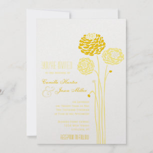 Convite Dália Simples - Casamento Metálico Dourado