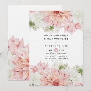 Convite Dálias Rosadas Casamento Floral