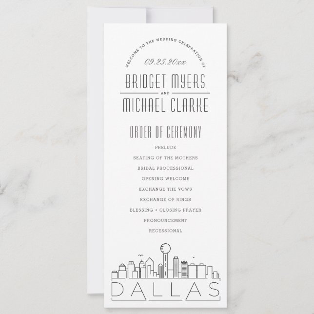 Convite Dallas | Programa de Casamento por Deco Moderno (Frente)