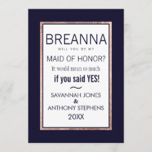 Dama de Honra Azul Marinho com Linhas Simples em D