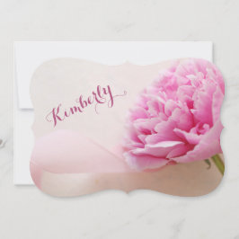 Convite Dama de honra com peônia rosa e fita
