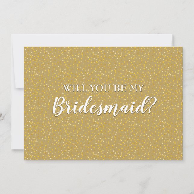 Convite Dama de honra corações dourados elegantes (Frente)