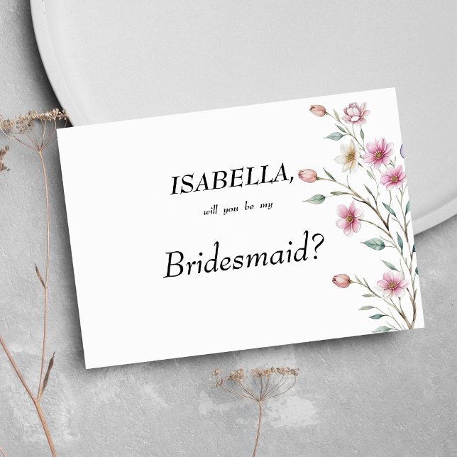 Convite Dama de honra flor de menta lilás rosa branca de p (Pink white mint lilac spring flower Bridesmaid)