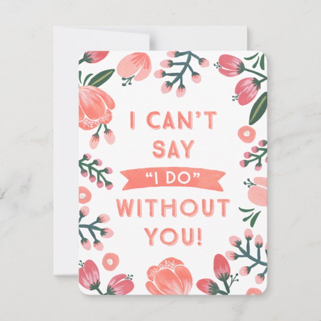 Convite Dama de honra floral | Dama de honra (Frente)