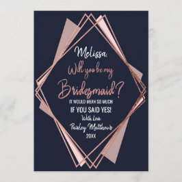 Convite Dama de honra geométrica malva dos azuis marinhos