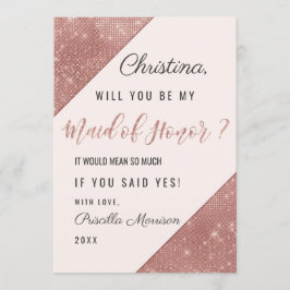 Convite Dama de Honra Lantejoulas Brilho Dourado Rosa