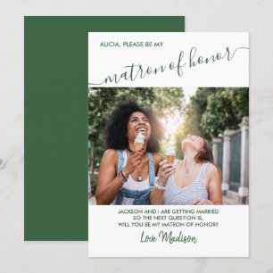Convite Dama de Honra Verde e Branco Proposta de Foto