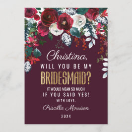 Convite Dama de honra vermelha do arranjo floral do marfim