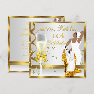 Convite Dama Deco Dourada Branca Aniversário Demais Fabulo
