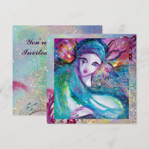 Convite DAMA MÁSCARA AZUL Festa de Mascarada Veneziana Ele