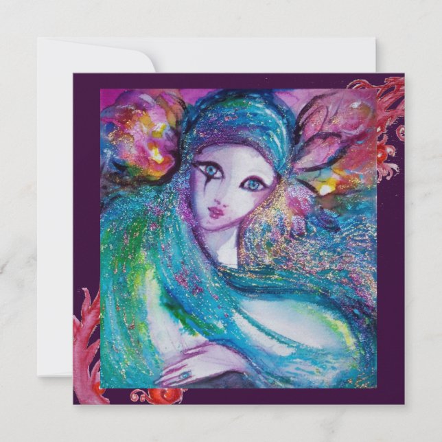 Convite DAMA MÁSCARA AZUL Festa de Mascarados,Redemoinhos  (Frente)