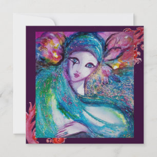 Convite DAMA MÁSCARA AZUL Festa de Mascarados,Redemoinhos 