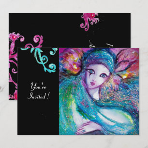 Convite DAMA MÁSCARA AZUL Festa de Mascarados,Redemoinhos 