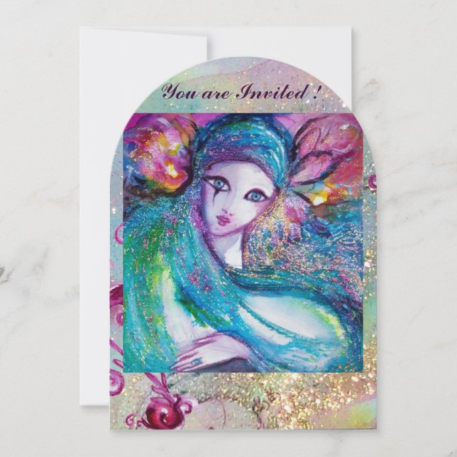 Convite DAMA MÁSCARA AZUL Festa de Máscaras Redemoinhos Fl (Frente)