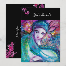 Convite DAMA MÁSCARA AZUL Festa de Máscaras Redemoinhos Ve