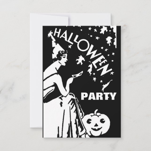Convite Dama vintage com máscara Halloween (Frente)