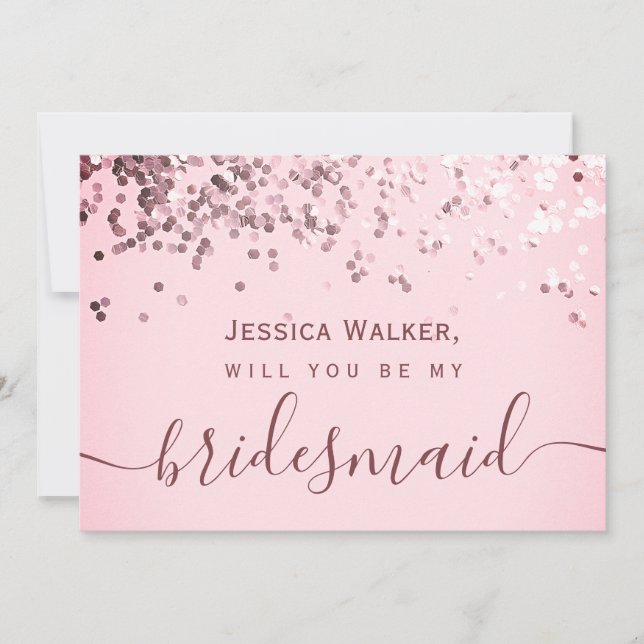 Convite Damas de honra com brilho estético simples e elega (Frente)