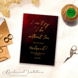 Convite Damas de honra Elegantes em Dourado, Vermelho e Pr