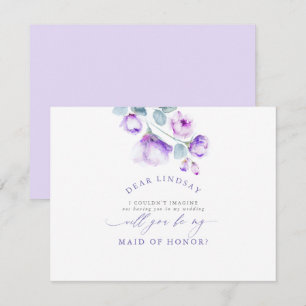 Convite Damas de Honra Florais Roxo Empoeirado - Madrinha