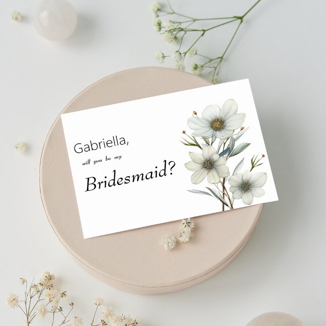 Convite Damas de honra florais simples de menta branca da  (Simple white mint green spring floral Bridesmaid )